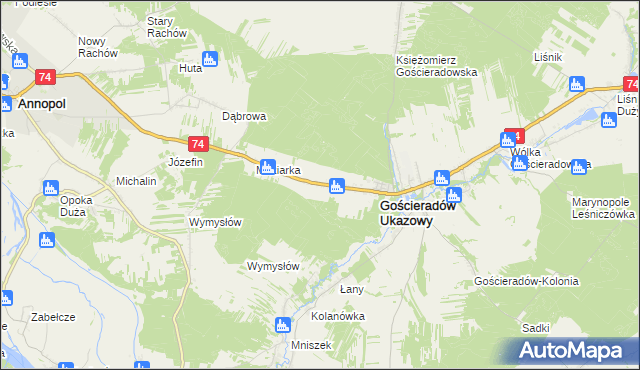 mapa Gościeradów-Folwark, Gościeradów-Folwark na mapie Targeo