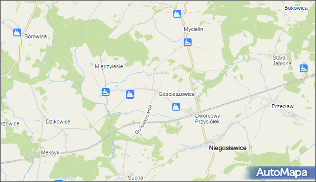 mapa Gościeszowice, Gościeszowice na mapie Targeo