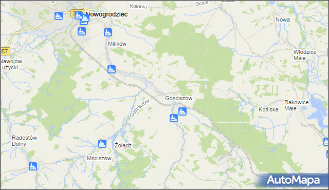 mapa Gościszów, Gościszów na mapie Targeo