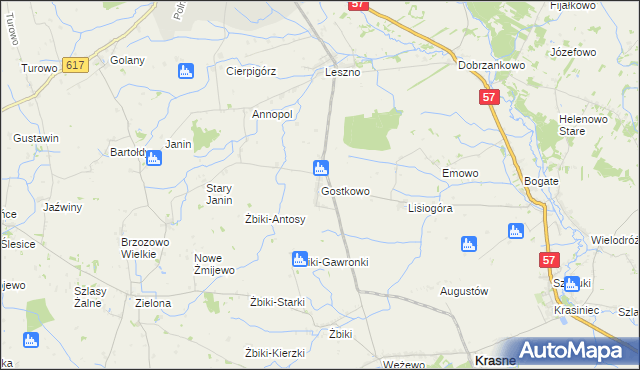 mapa Gostkowo gmina Przasnysz, Gostkowo gmina Przasnysz na mapie Targeo