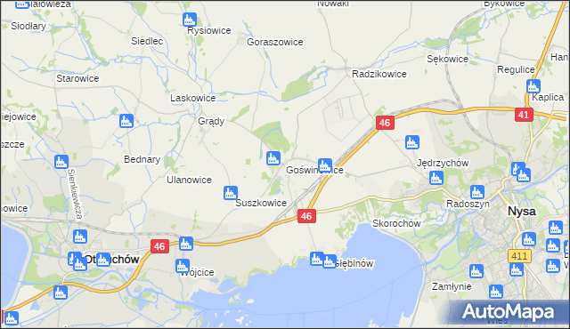 mapa Goświnowice, Goświnowice na mapie Targeo