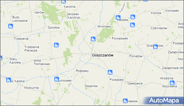 mapa Goszczanów, Goszczanów na mapie Targeo