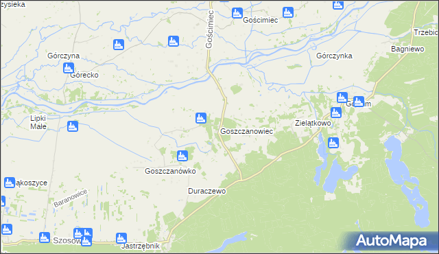 mapa Goszczanowiec, Goszczanowiec na mapie Targeo