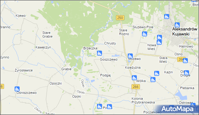 mapa Goszczewo gmina Aleksandrów Kujawski, Goszczewo gmina Aleksandrów Kujawski na mapie Targeo