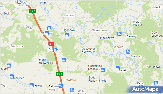 mapa Goszczyce Poświętne, Goszczyce Poświętne na mapie Targeo