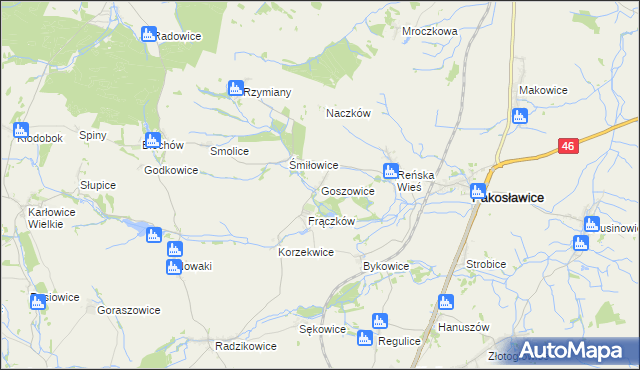 mapa Goszowice, Goszowice na mapie Targeo