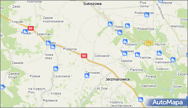 mapa Gotkowice, Gotkowice na mapie Targeo