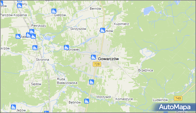 mapa Gowarczów, Gowarczów na mapie Targeo