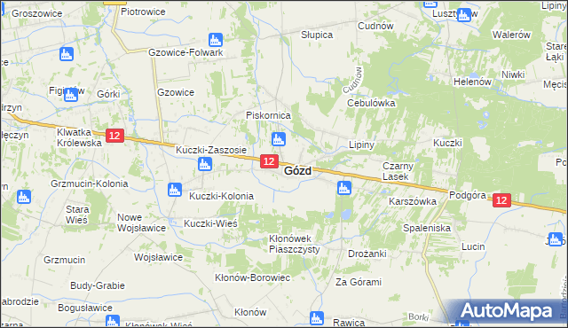 mapa Gózd powiat radomski, Gózd powiat radomski na mapie Targeo