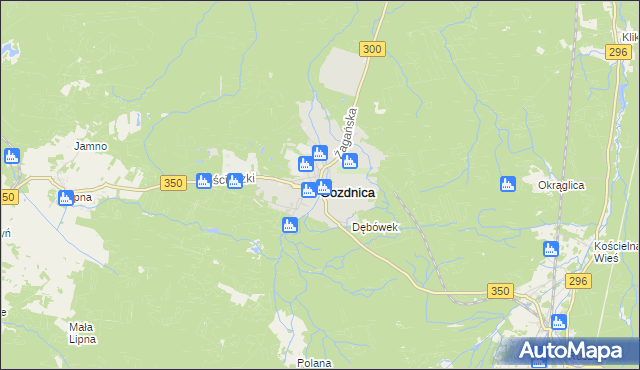 mapa Gozdnica powiat żagański, Gozdnica powiat żagański na mapie Targeo