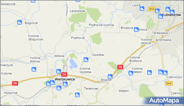 mapa Gozdów gmina Werbkowice, Gozdów gmina Werbkowice na mapie Targeo