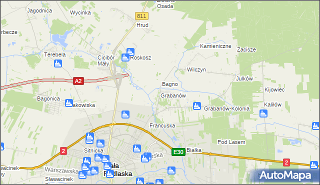 mapa Grabanów, Grabanów na mapie Targeo