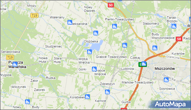 mapa Grabce-Towarzystwo, Grabce-Towarzystwo na mapie Targeo