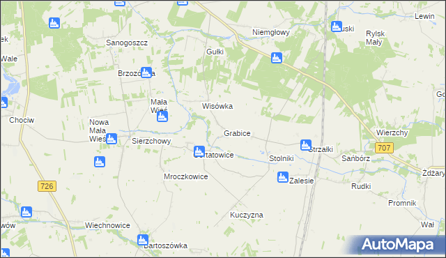 mapa Grabice gmina Cielądz, Grabice gmina Cielądz na mapie Targeo