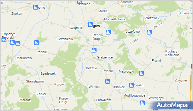 mapa Grabienice, Grabienice na mapie Targeo