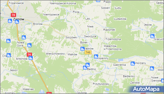 mapa Grabków gmina Końskie, Grabków gmina Końskie na mapie Targeo