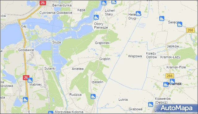 mapa Grąblin, Grąblin na mapie Targeo