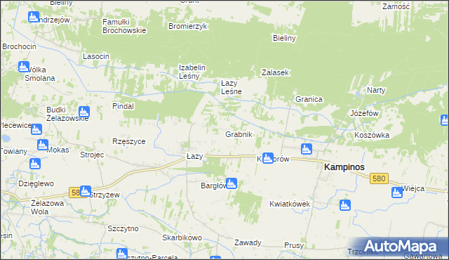 mapa Grabnik gmina Kampinos, Grabnik gmina Kampinos na mapie Targeo