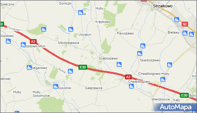 mapa Graboszewo gmina Strzałkowo, Graboszewo gmina Strzałkowo na mapie Targeo