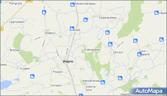 mapa Graboszewo gmina Wapno, Graboszewo gmina Wapno na mapie Targeo