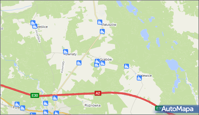 mapa Grabów gmina Torzym, Grabów gmina Torzym na mapie Targeo