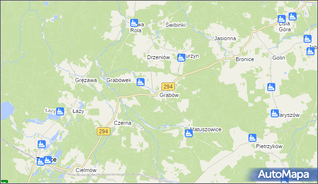 mapa Grabów gmina Tuplice, Grabów gmina Tuplice na mapie Targeo