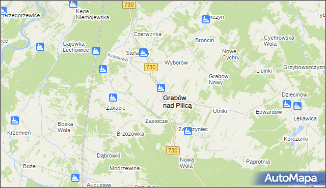 mapa Grabów nad Pilicą, Grabów nad Pilicą na mapie Targeo