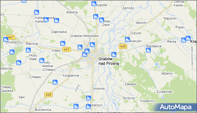 mapa Grabów nad Prosną, Grabów nad Prosną na mapie Targeo