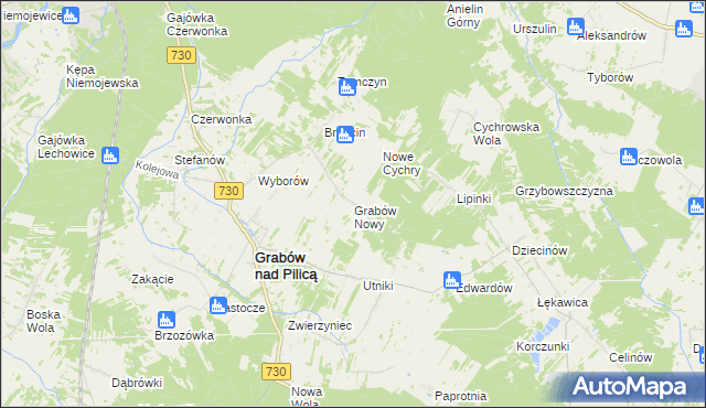 mapa Grabów Nowy, Grabów Nowy na mapie Targeo