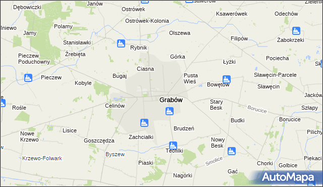 mapa Grabów powiat łęczycki, Grabów powiat łęczycki na mapie Targeo