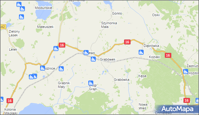 mapa Grabówek gmina Mikołajki, Grabówek gmina Mikołajki na mapie Targeo