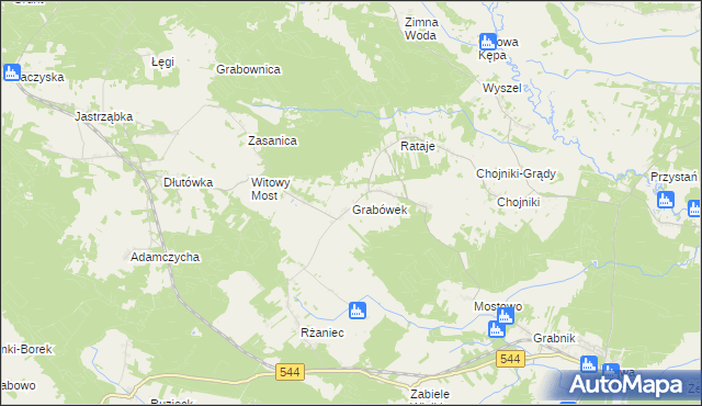 mapa Grabówek gmina Olszewo-Borki, Grabówek gmina Olszewo-Borki na mapie Targeo