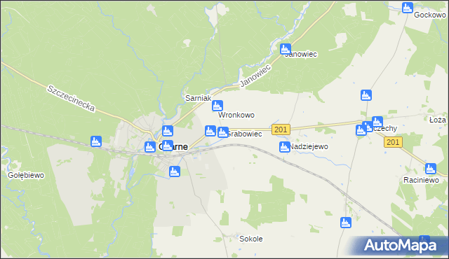 mapa Grabowiec gmina Czarne, Grabowiec gmina Czarne na mapie Targeo