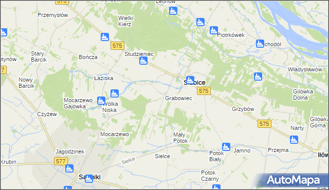 mapa Grabowiec gmina Słubice, Grabowiec gmina Słubice na mapie Targeo
