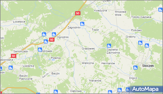 mapa Grabowiec gmina Stoczek, Grabowiec gmina Stoczek na mapie Targeo