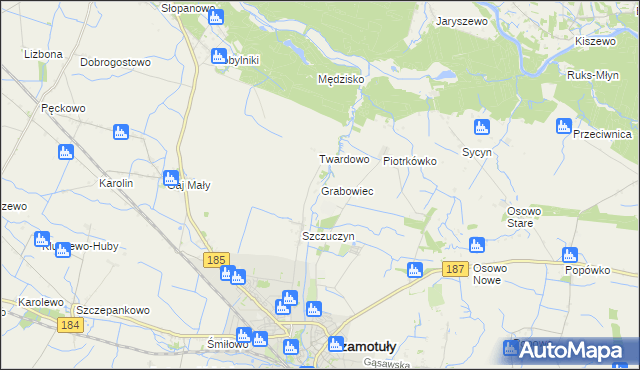 mapa Grabowiec gmina Szamotuły, Grabowiec gmina Szamotuły na mapie Targeo