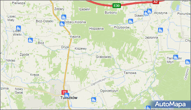 mapa Grabowiec gmina Tuliszków, Grabowiec gmina Tuliszków na mapie Targeo