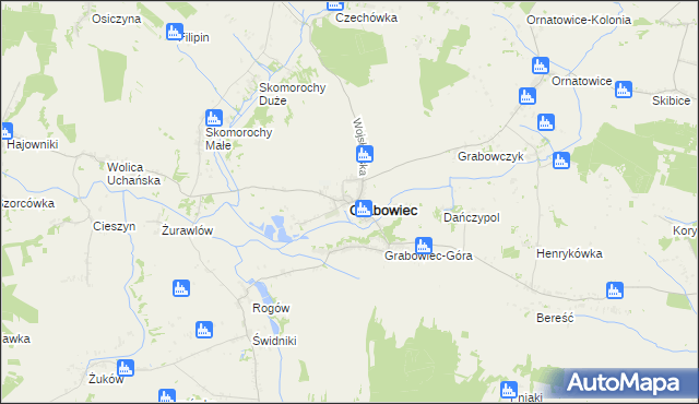 mapa Grabowiec powiat zamojski, Grabowiec powiat zamojski na mapie Targeo