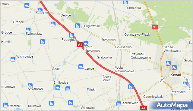 mapa Grabówka gmina Choceń, Grabówka gmina Choceń na mapie Targeo