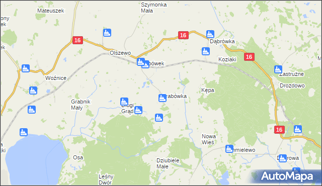 mapa Grabówka gmina Mikołajki, Grabówka gmina Mikołajki na mapie Targeo