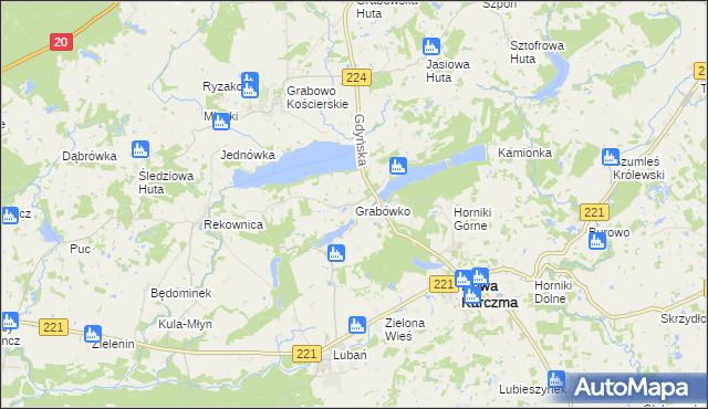 mapa Grabówko gmina Nowa Karczma, Grabówko gmina Nowa Karczma na mapie Targeo