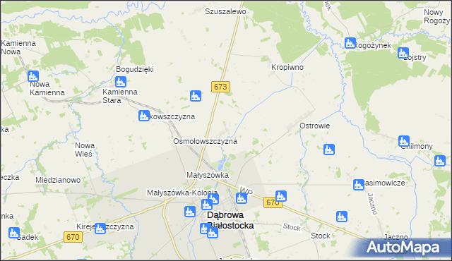 mapa Grabowo gmina Dąbrowa Białostocka, Grabowo gmina Dąbrowa Białostocka na mapie Targeo