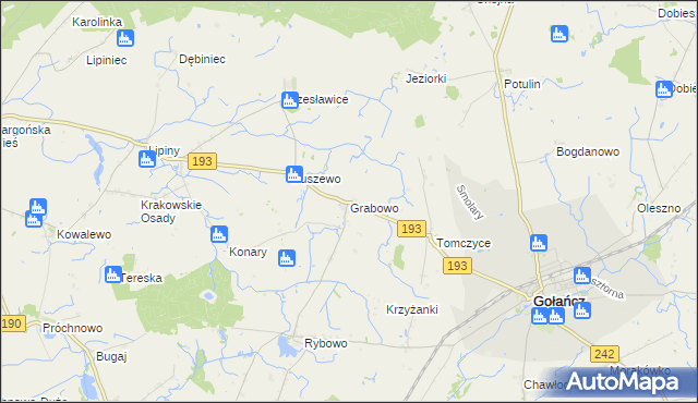 mapa Grabowo gmina Gołańcz, Grabowo gmina Gołańcz na mapie Targeo