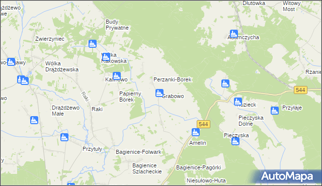 mapa Grabowo gmina Krasnosielc, Grabowo gmina Krasnosielc na mapie Targeo