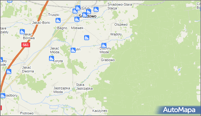 mapa Grabowo gmina Śniadowo, Grabowo gmina Śniadowo na mapie Targeo