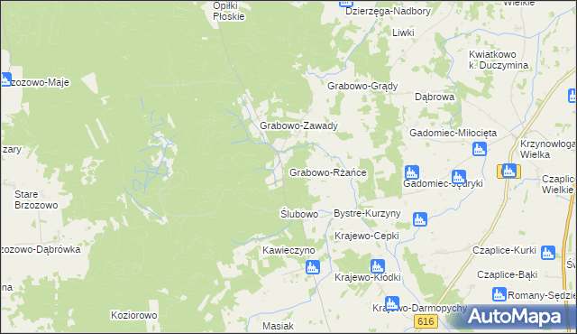 mapa Grabowo-Rżańce, Grabowo-Rżańce na mapie Targeo