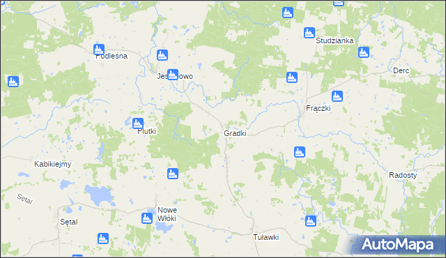 mapa Gradki, Gradki na mapie Targeo