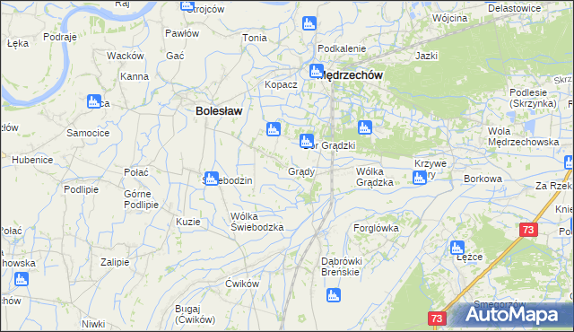 mapa Grądy gmina Mędrzechów, Grądy gmina Mędrzechów na mapie Targeo