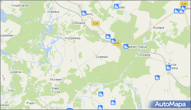 mapa Gralewo gmina Płośnica, Gralewo gmina Płośnica na mapie Targeo