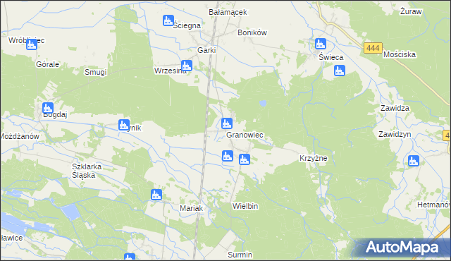mapa Granowiec, Granowiec na mapie Targeo